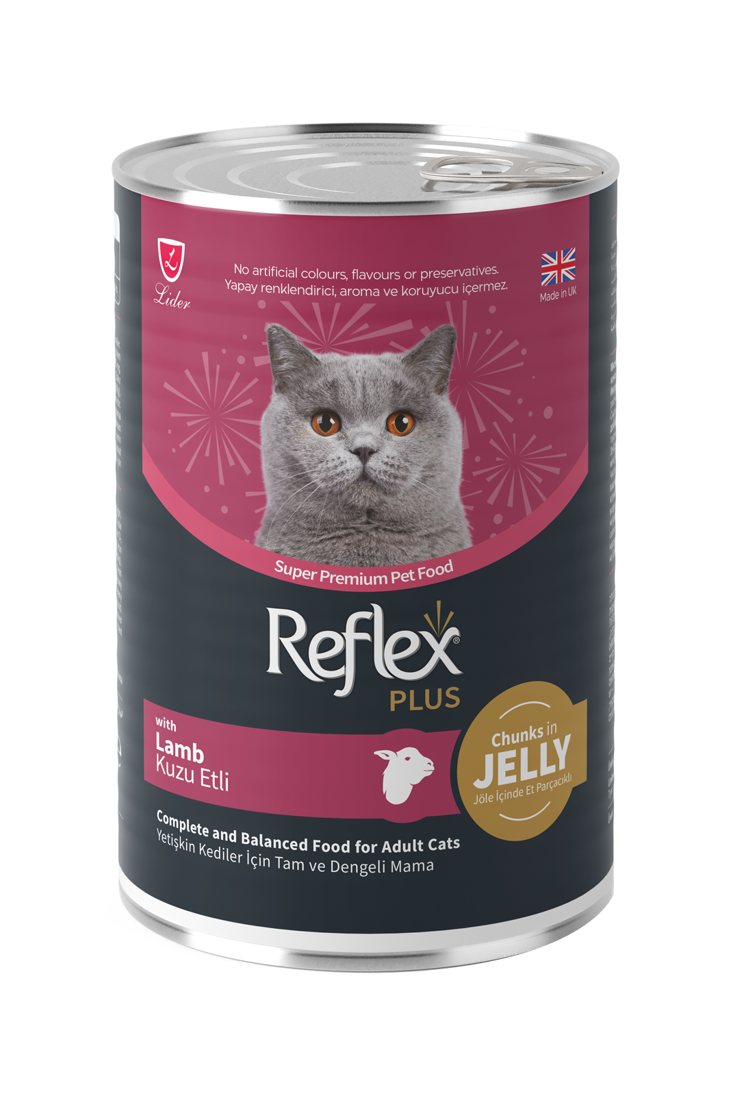 Reflex Plus Jöle İçinde Et Parçacıklı Kuzu Etli Yetişkin Kedi Maması 400g