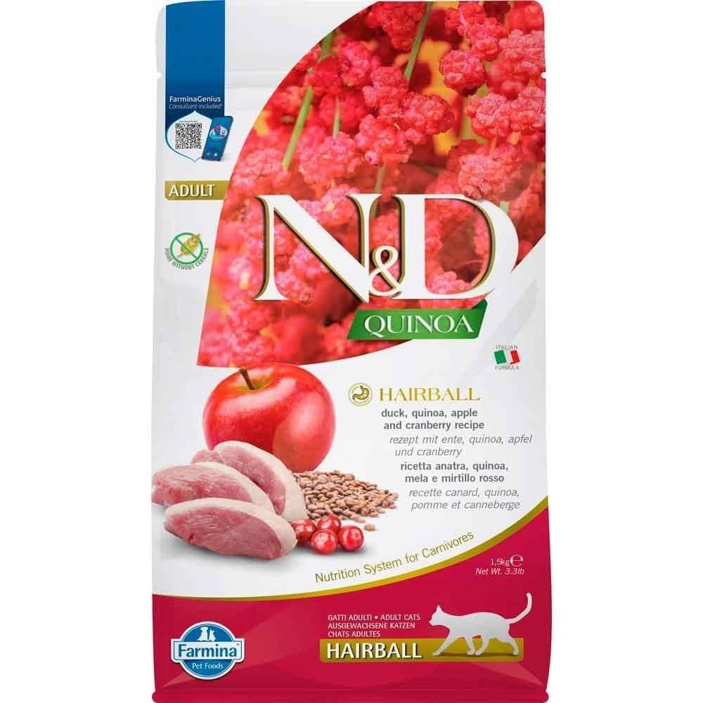N&D Quinoa Hairball Ördekli 1.5 kg Yetişkin Kedi Maması
