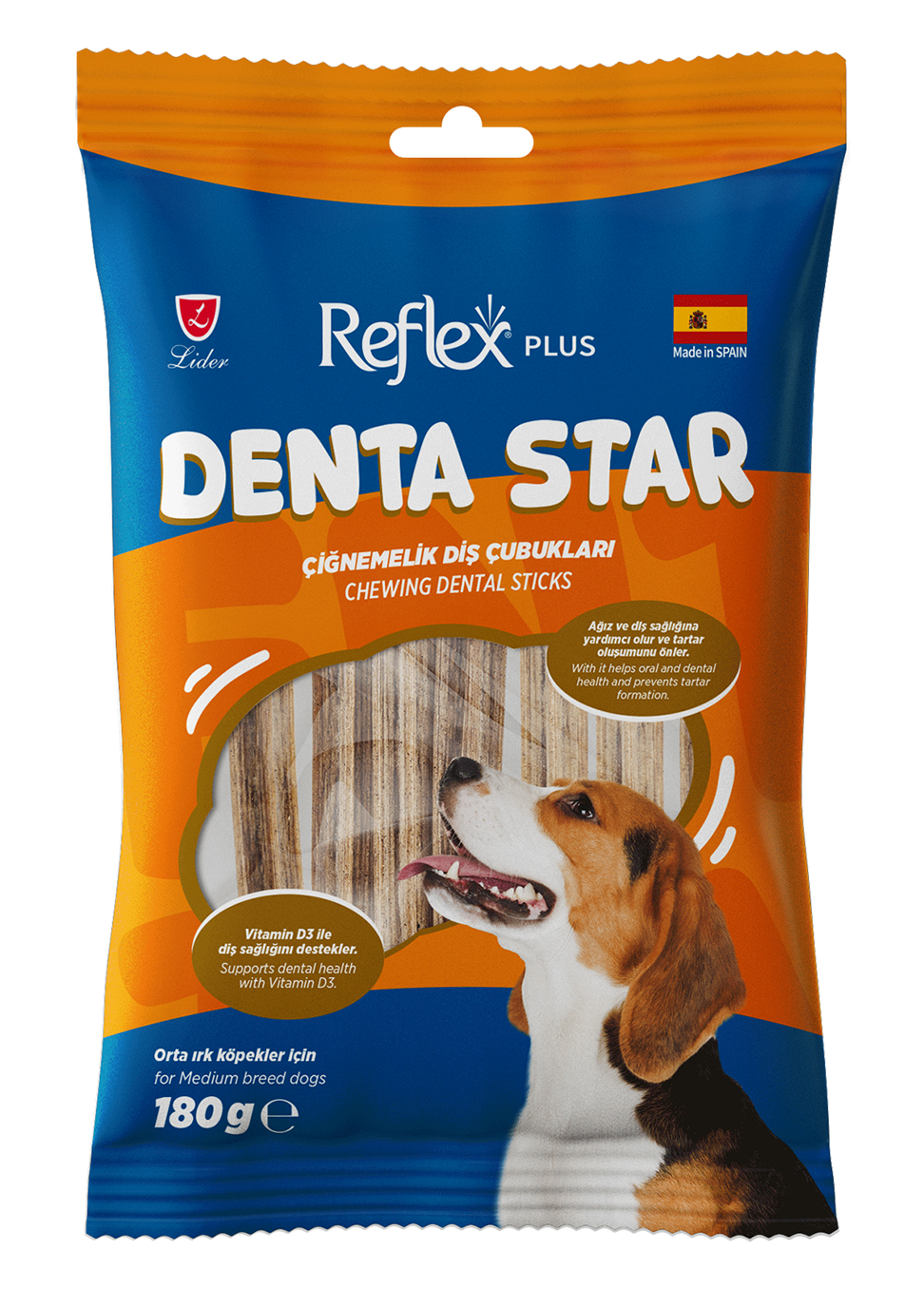Reflex Plus Çiğnemelik Diş Çubukları Orta Irk Yetişkin Köpek 180 G