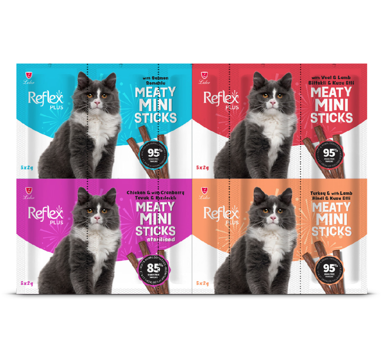 Reflex Meaty Mini Sticks / Somonlu - Kuzu Etli - Biftekli - Kısırlaştırılmış Tavuklu Çubuk