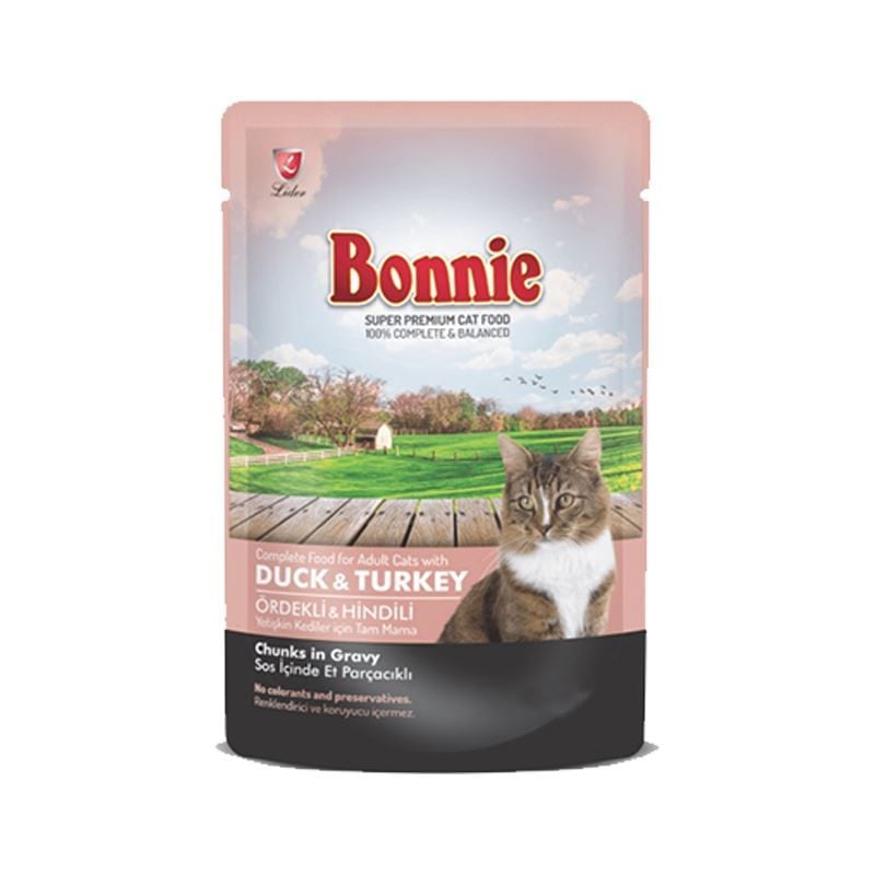Bonnie Pouch Hindi Etli Gravy Kedi Konserve 85gr