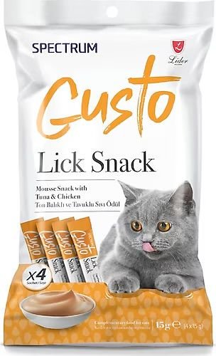 Spectrum Gusto Ton Balıklı ve Tavuklu Krema Kedi Ödül Maması 15gr (4'lü)