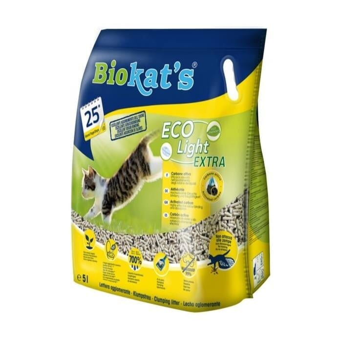 Biokats Pelet Kedi Kumu Eco Light Extra 5lt (Aktif Karbonlu)