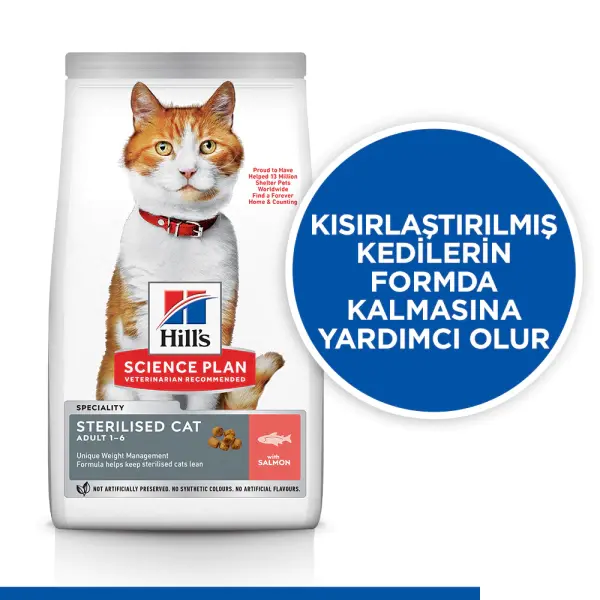 Hill's SCIENCE PLAN Somonlu Kısırlaştırılmış Kedi Maması 13kg + 2kg