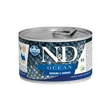 N&D Ocean Ringa Balıklı ve Karidesli Tahılsız Küçük Irk Yetişkin Köpek Konservesi 140gr