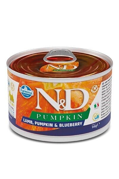 N&D Pumpkin Bal Kabaklı Kuzulu ve Yaban Mersinli Küçük Irk Tahılsız Yetişkin Köpek Konservesi 140gr