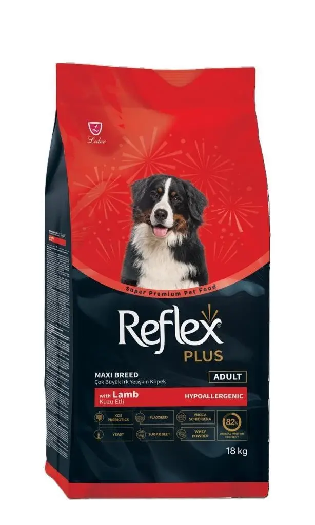 Reflex Plus Büyük Irk Kuzulu ve Pirinçli Yetişkin Köpek Maması 18kg
