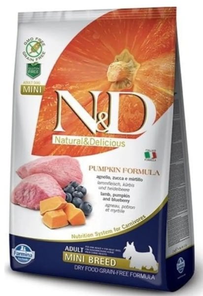 N&D Pumpkin Kuzu Etli Balkabaklı ve Yaban Mersinli 2.5 kg Küçük Irk Yetişkin Köpek Maması