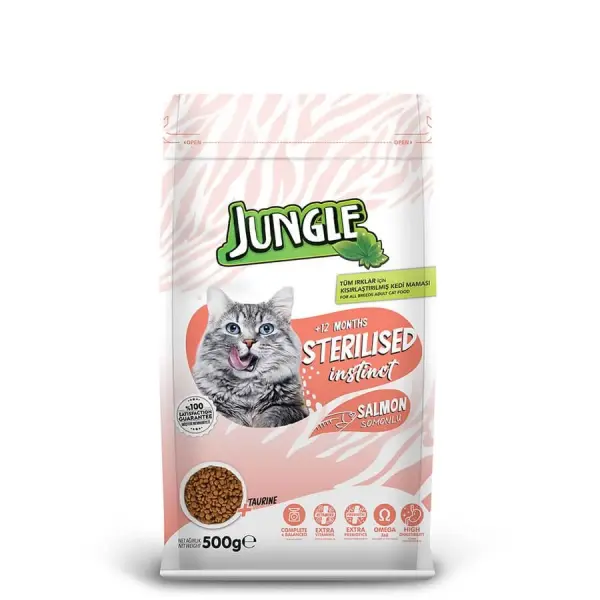 Jungle Somonlu Kısırlaştırılmış Kedi Maması 500gr