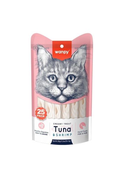 Wanpy Ton Balıklı ve Karidesli 25x14 gr Krema Kedi Ödül Maması