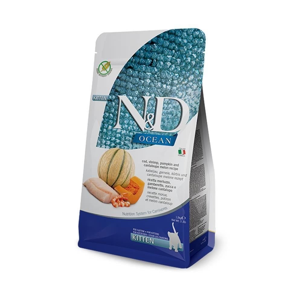 N&D Ocean Morina Balkabağı Karides ve Kavun 1.5 kg Yavru Kedi Maması
