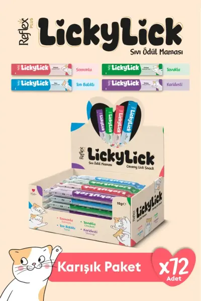 Reflex Plus LıckyLıck Sıvı Kedi Ödül Maması Karışık 72 Adet