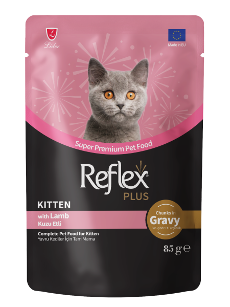 Reflex Plus Sos İçinde Et Parçacıklı Kuzu Etli Yavru Kedi Maması 85g