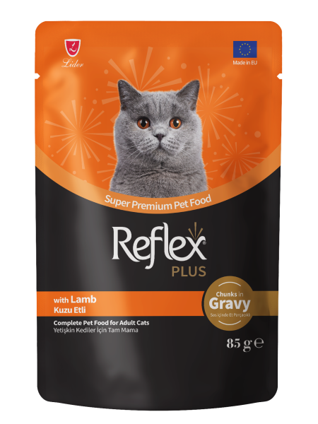 Reflex Plus Sos İçinde Et Parçacıklı Kuzu Etli Yetişkin Kedi Maması 85g