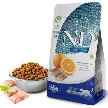 N&D Ocean Ringa Balıklı ve Portakallı 1.5 kg Kısırlaştırılmış Yetişkin Kedi Maması