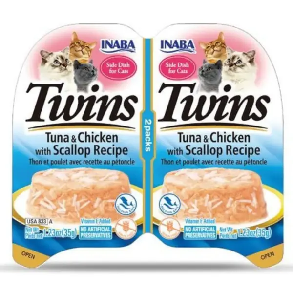 Inaba Twins Ton Balıklı, Deniz Taraklı ve Tavuklu Kedi Ödül Jölesi 2 x 35 Gr