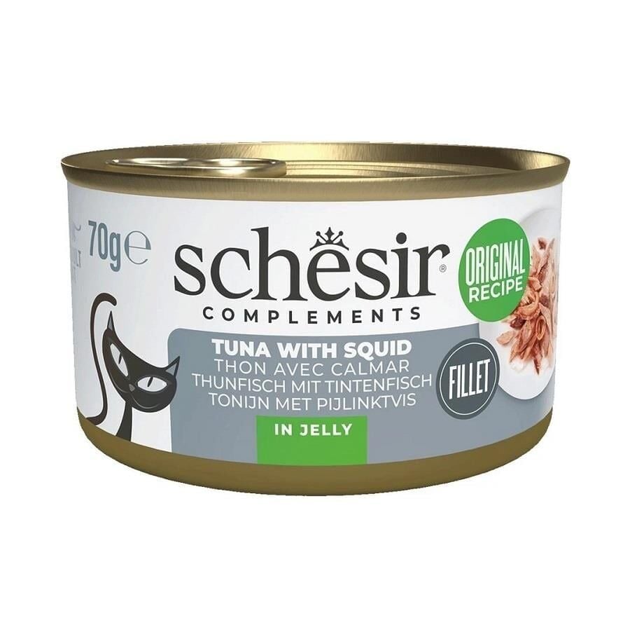 Schesir Jöle İçinde Ton Balıklı ve Kalamarlı Yetişkin Kedi Konservesi 70gr