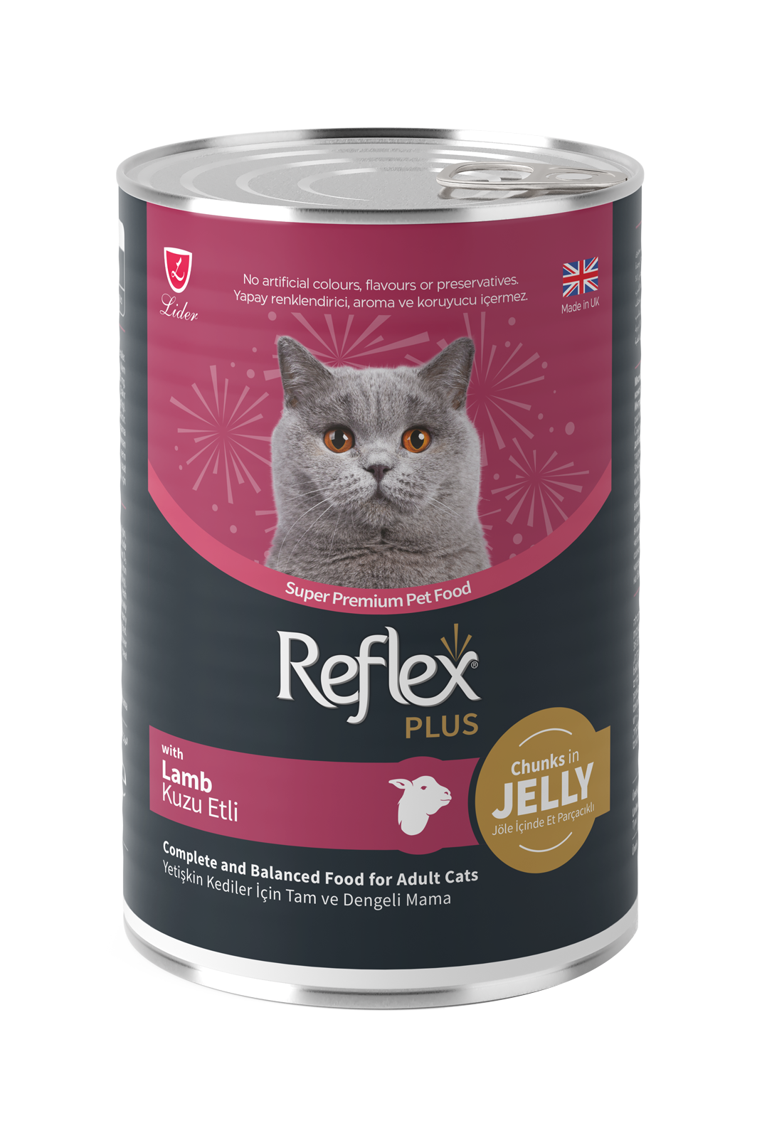 Reflex Plus Jöle İçinde Et Parçacıklı Kuzu Etli Yetişkin Kedi Maması 400g
