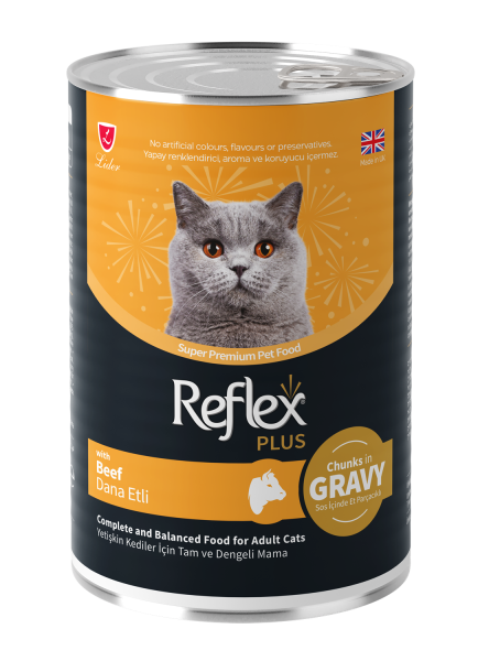 Reflex Plus Sos İçinde Et Parçacıklı Dana Etli Yetişkin Kedi Maması 400g