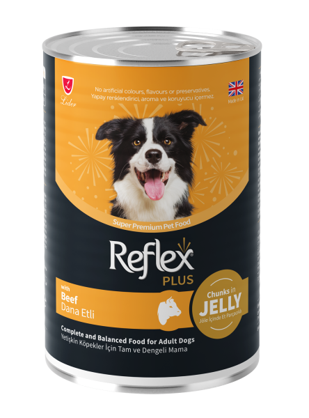 Reflex Plus Jöle İçinde Et Parçacıklı Dana Etli Yetişkin Köpek Maması  400G