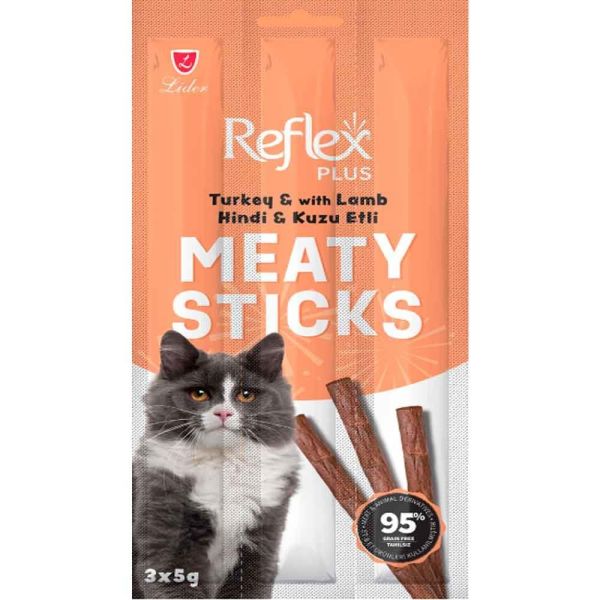 Reflex Plus Hindili ve Kuzu Etli Tahılsız Kedi Ödül Çubuğu 15 gr (3'lü)