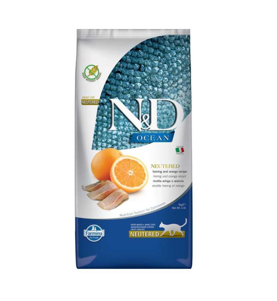 N&D Ocean Ringa Balıklı ve Portakallı 5 kg Kısırlaştırılmış Yetişkin Kedi Maması