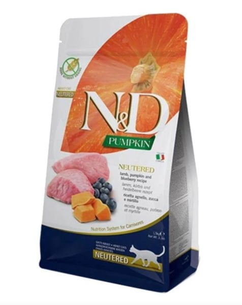 N&D Pumpkin Balkabaklı Kuzu Etli ve Yaban Mersinli Kısırlaştırılmış 1.5 kg Kedi Maması