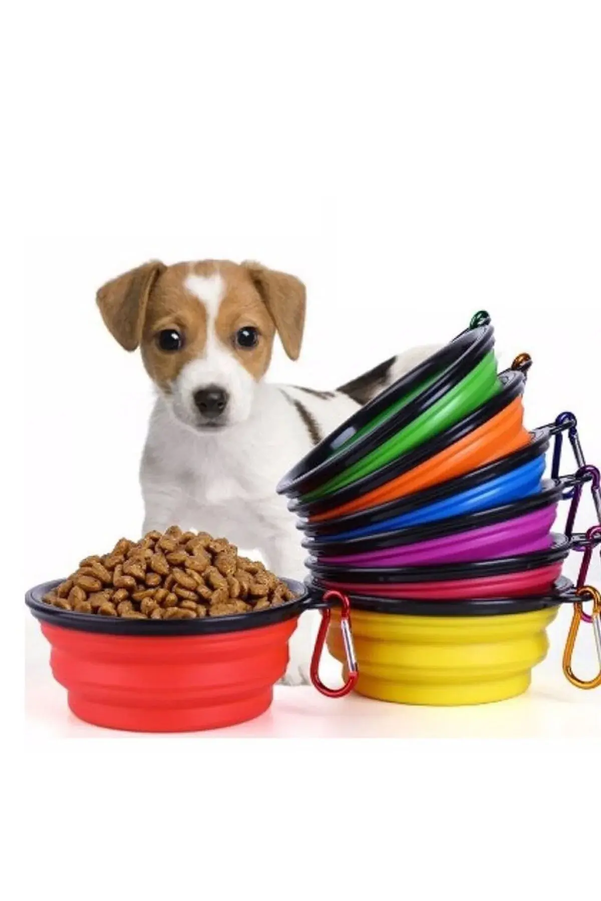 Kedi Köpek Evcil Hayvan Için Taşınabilir Pratik Katlanır Suluk 350 Ml Su Mama Kabı