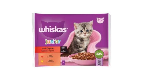 Whiskas Klasik Öğünler Yavru Yaş Kedi Maması 340 g (4 X 85 Gr)