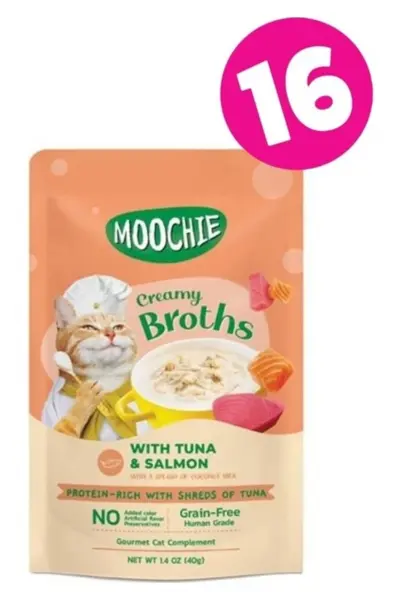 MOOCHIE Ton Balıklı Ve Somonlu Kedi Çorbası 40gr X 16adet