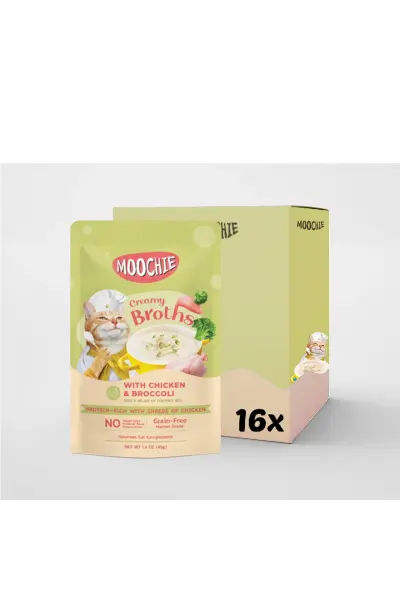 MOOCHIE Çorba Kedi Ödülü Tavuk - Brokoli 16x40 Gr