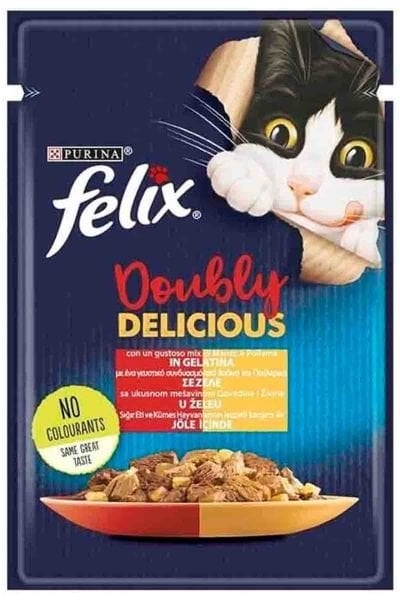 Felix 85 gr Yaş Kedi Maması Sığır Eti Ve Kümes Hayvanlı Çifte Lezzet