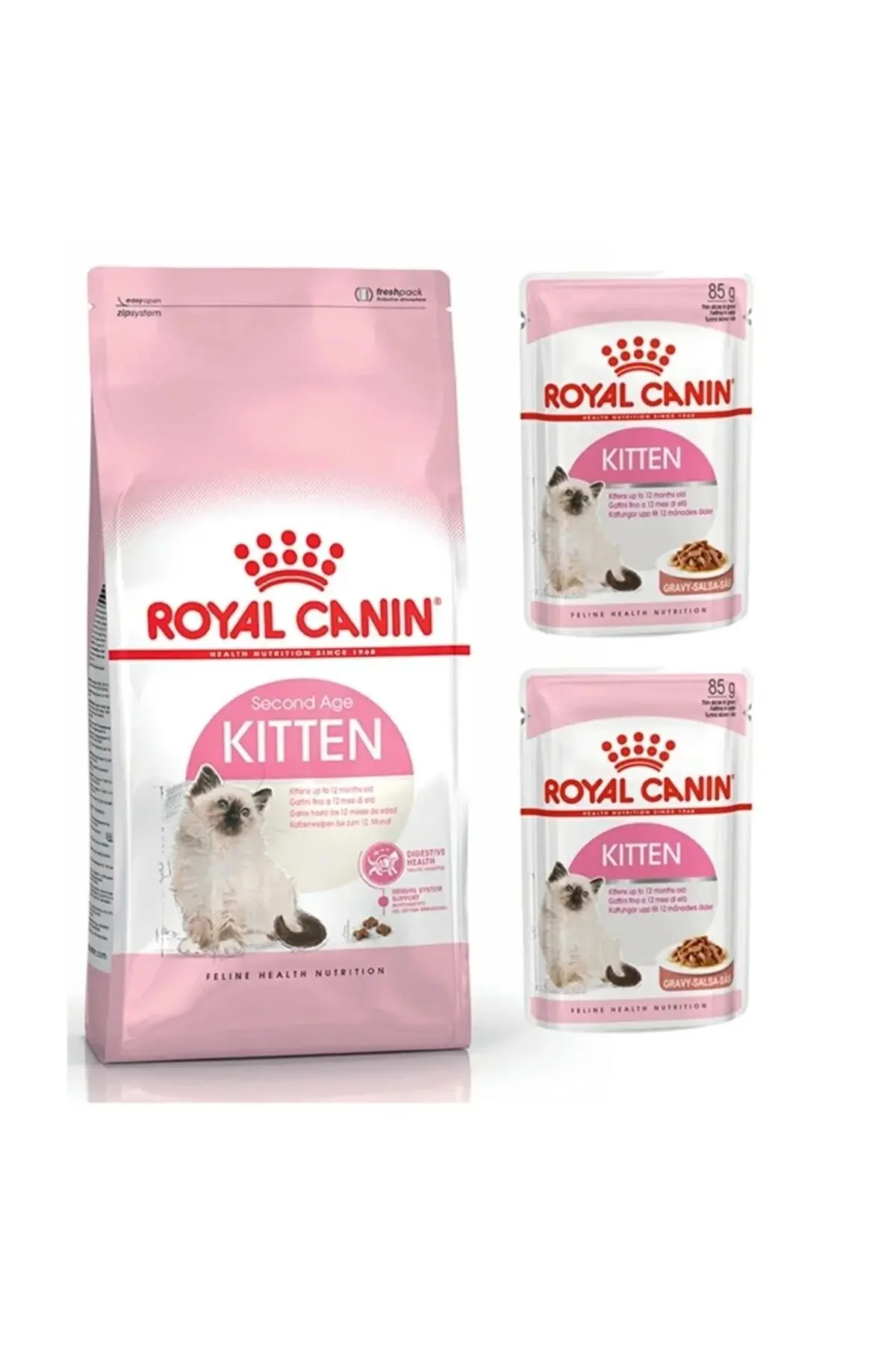 Royal Canin Kitten Yavru Kedi Maması 4 Kg + Kitten Yaş Mama 2 Adet
