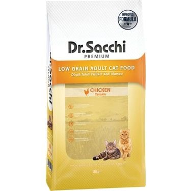 Dr. Sacchi Premium Düşük Tahıllı Tavuklu 10 kg Yetişkin Kedi Maması