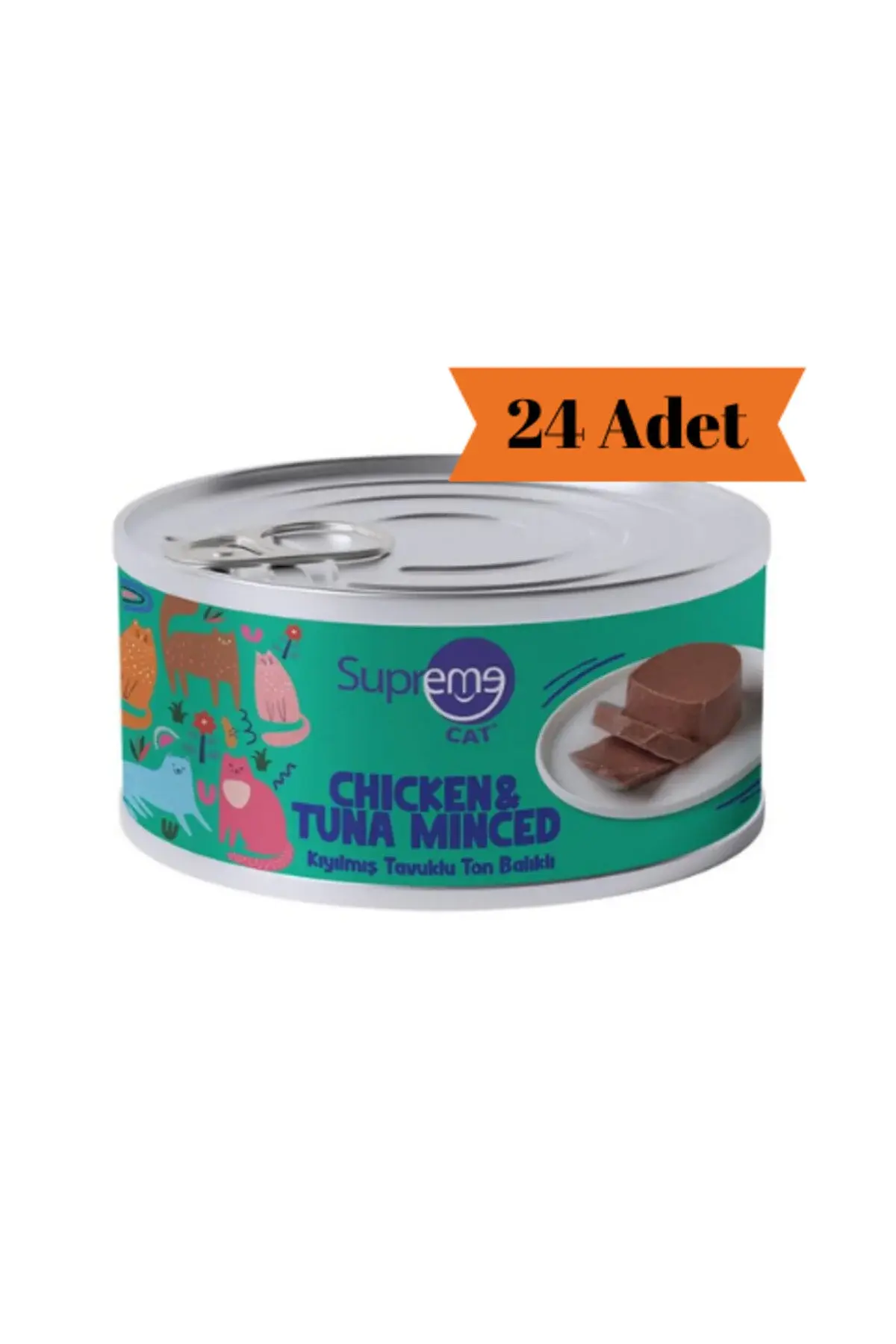 Supreme Cat Cat Kıyılmış Tavuklu ve Ton Balıklı Yetişkin Kedi Konservesi 85Gr x 24 Adet