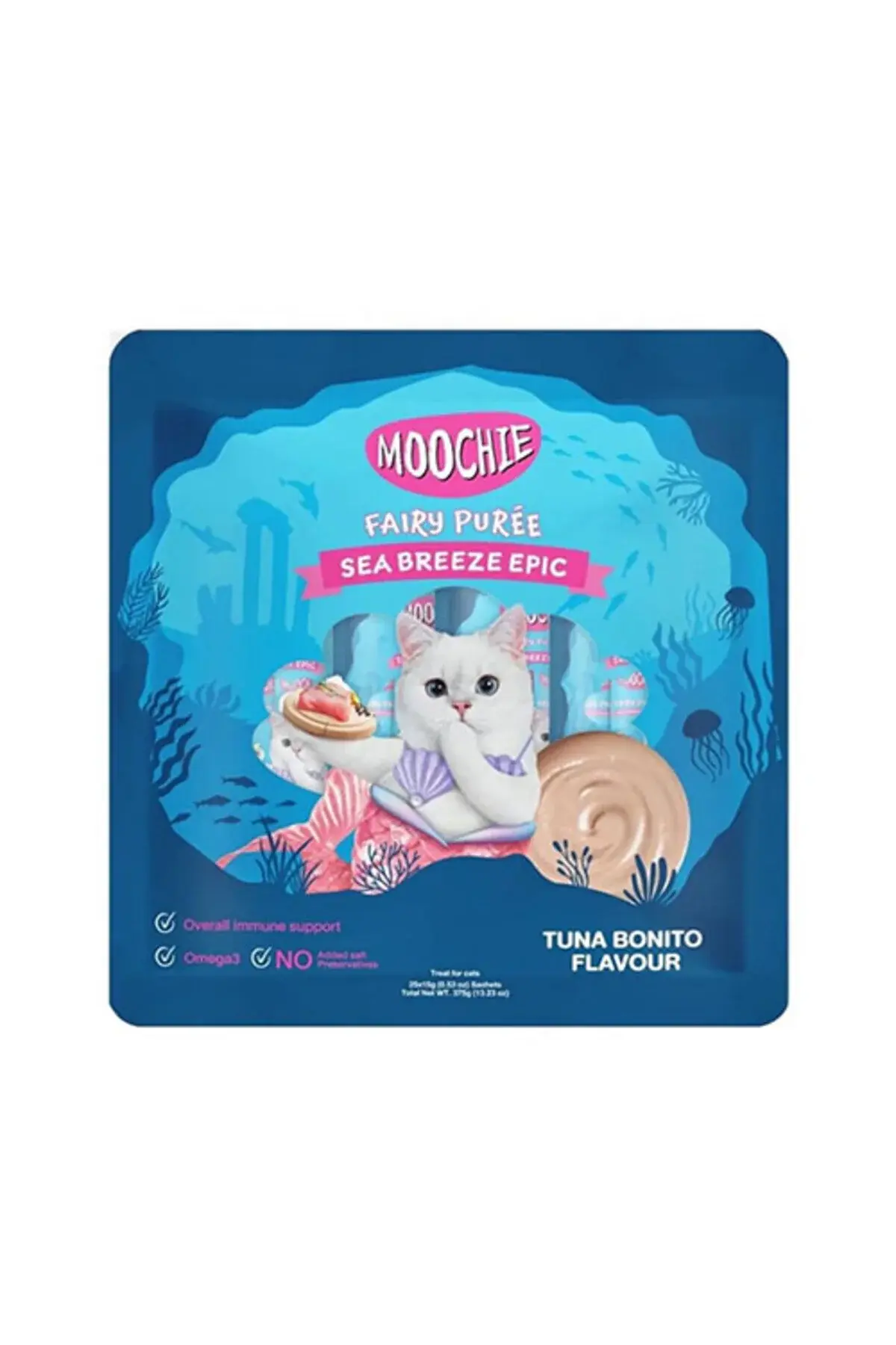 MOOCHIE Çizgili Ton Balığı Aromalı Krema Kedi Ödülü 25 x 15gr