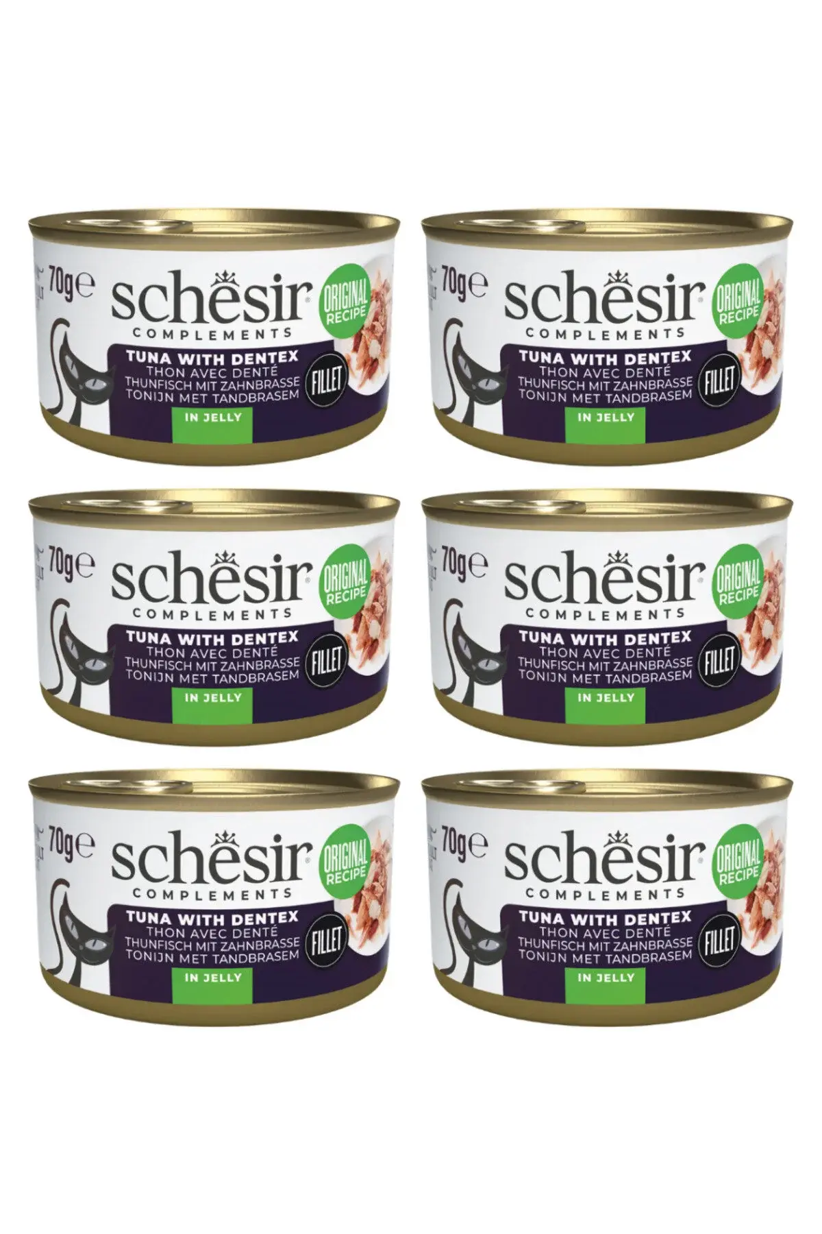 Schesir Ton Balıklı ve Sinarit Balıklı Jöle İçinde Kedi Konservesi 70 Gr 6 Adet