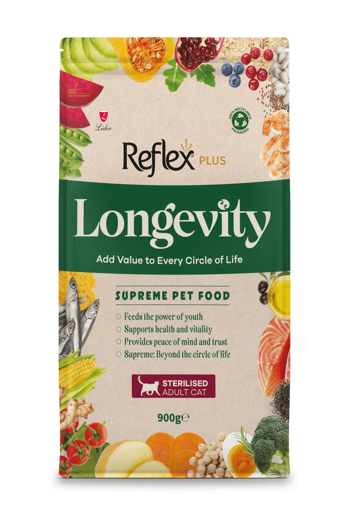 Reflex Plus Longevity Kısırlaştırılmış Yetişkin Kedi Maması 900g