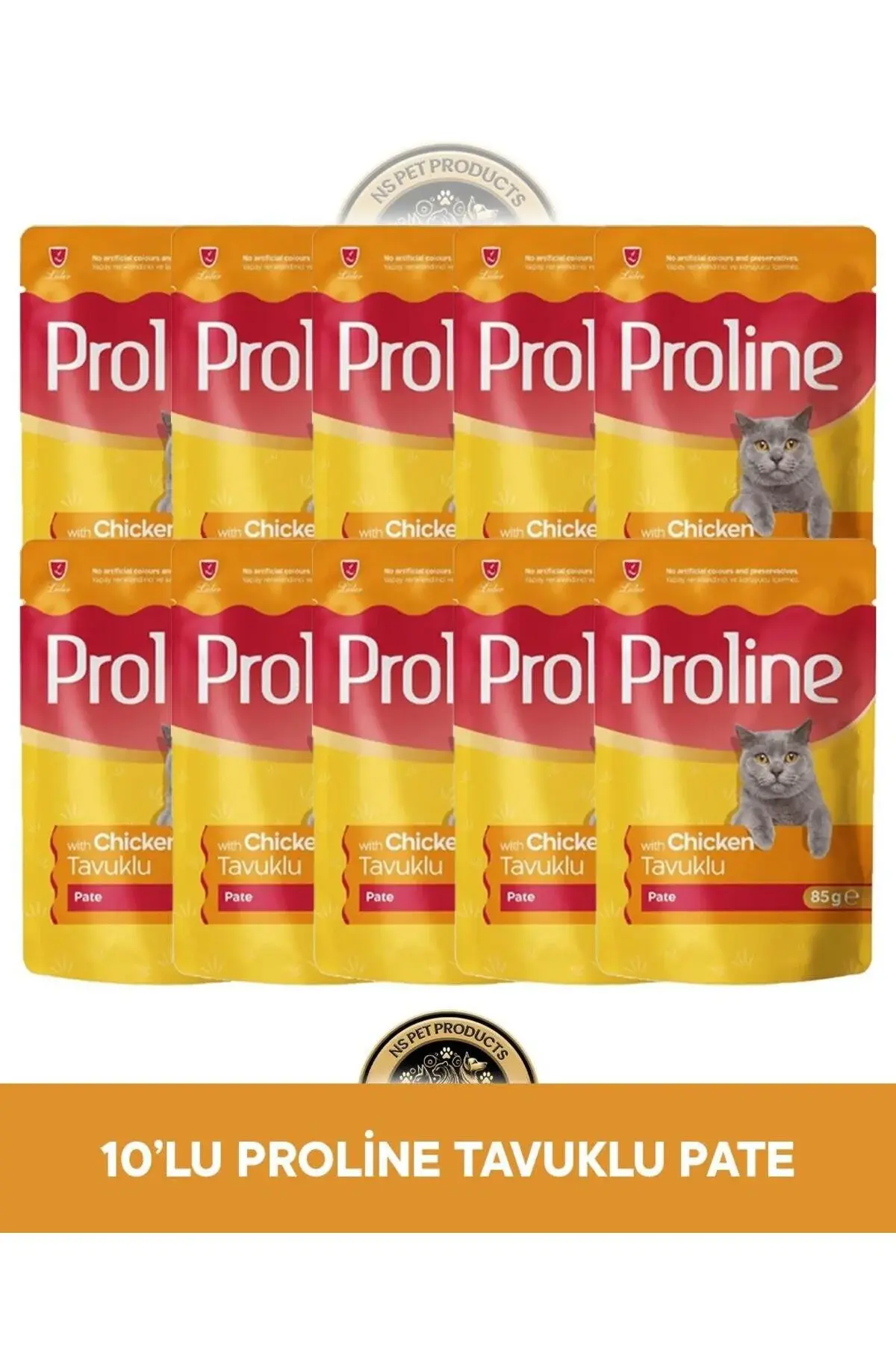 Proline Pouch Pate Tavuklu Yaş Kedi Maması Seti 10x85 gr