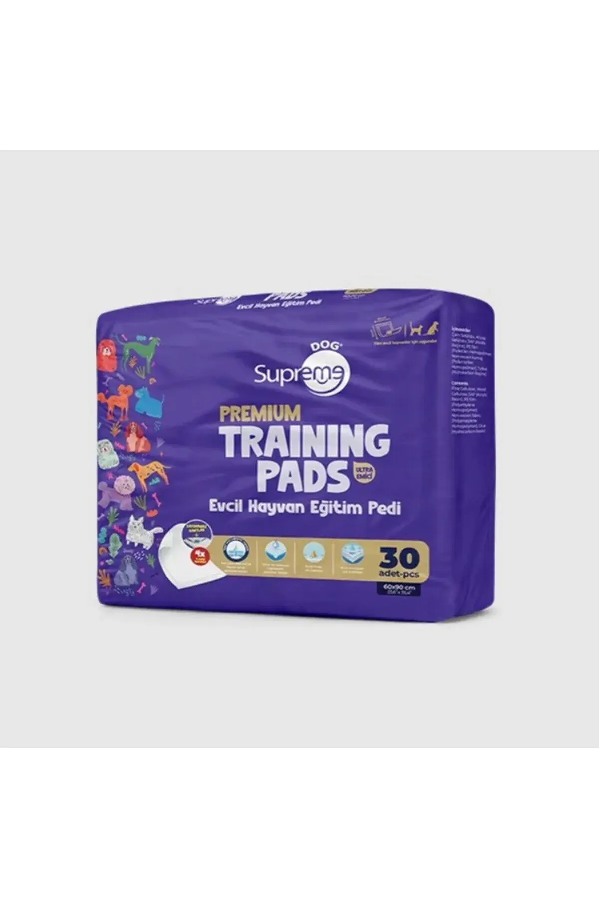 Supreme Dog Premium Köpekler İçin Ultra Emici Yapışkanlı Çiş Eğitim Pedi 60x90 Cm
