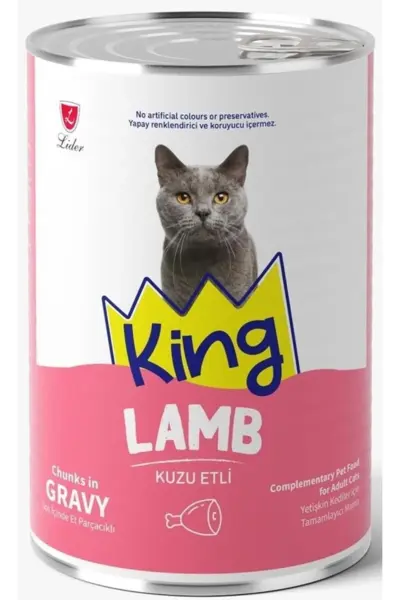 King KUZU ETLİ YETİŞKİN KEDİ KONSERVESİ 400 GR*12 Adet