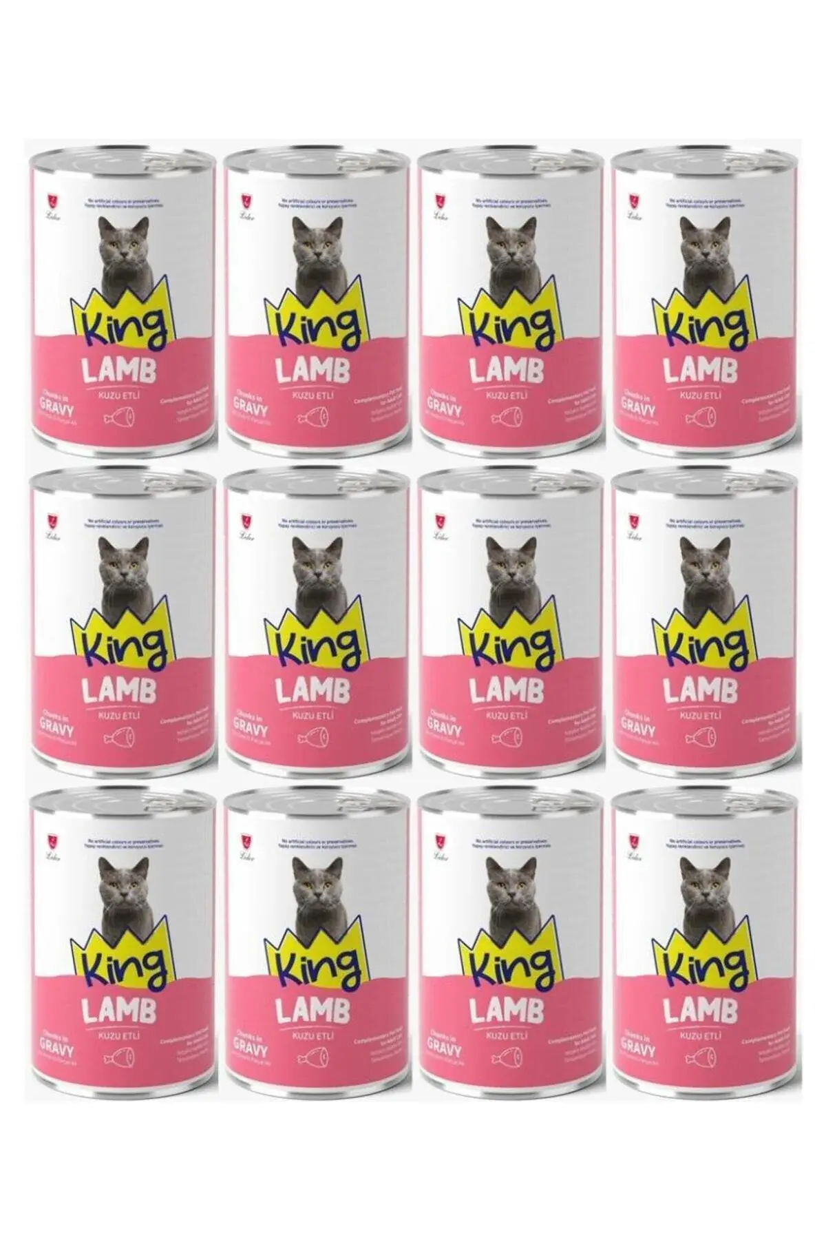 King KUZU ETLİ YETİŞKİN KEDİ KONSERVESİ 400 GR*12 Adet