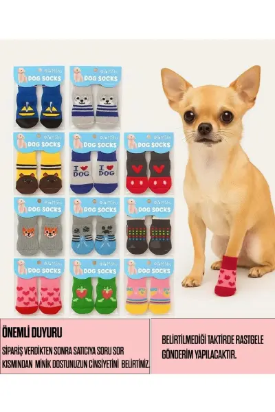 PATICOOL Sevimli Pati Çorabı | Kedi Köpek Kaymaz Taban Örgülü Evcil Hayvan Çorabı