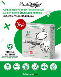 Sandy Max Triple Action Tozsuz Topaklanan Bentonit Doğal Kedi Kumu 10 Kg