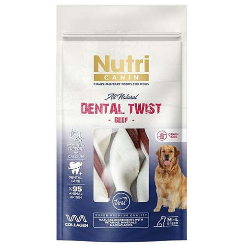 Nutri Canin Dental Twist Sığır Etli Tahılsız Köpek Ödül Maması 120gr