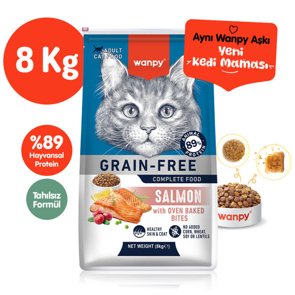 Wanpy Tahılsız Somonlu Yetişkin Kedi Maması 8 kg