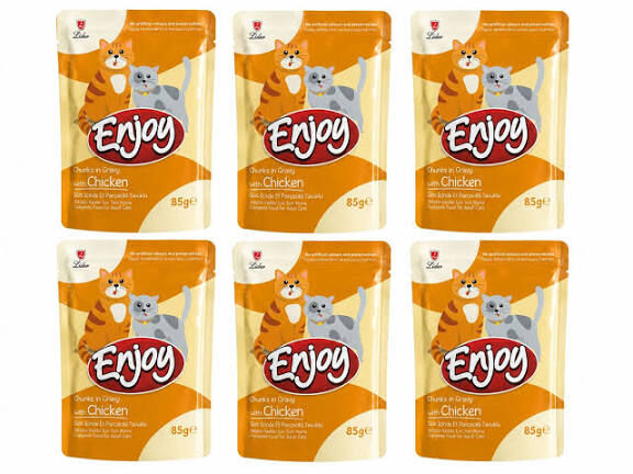 Enjoy Pouch Sos İçinde Et Parçacıklı Tavuklu Yetişkin Kedi Maması 85 gr 22'Lİ