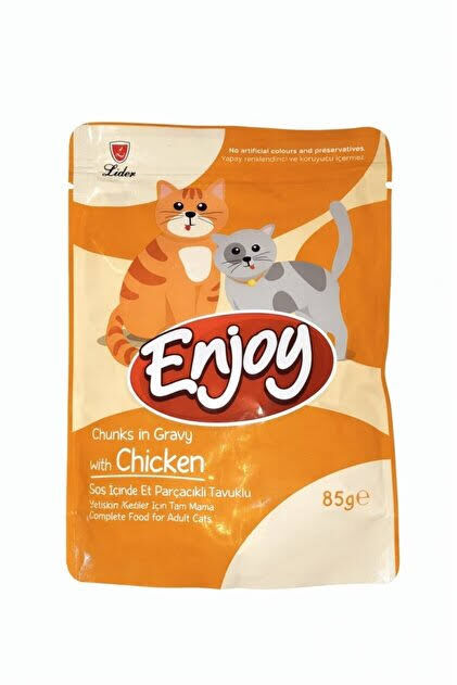 Enjoy Pouch Sos İçinde Et Parçacıklı Tavuklu Yetişkin Kedi Maması 85 gr 22'Lİ