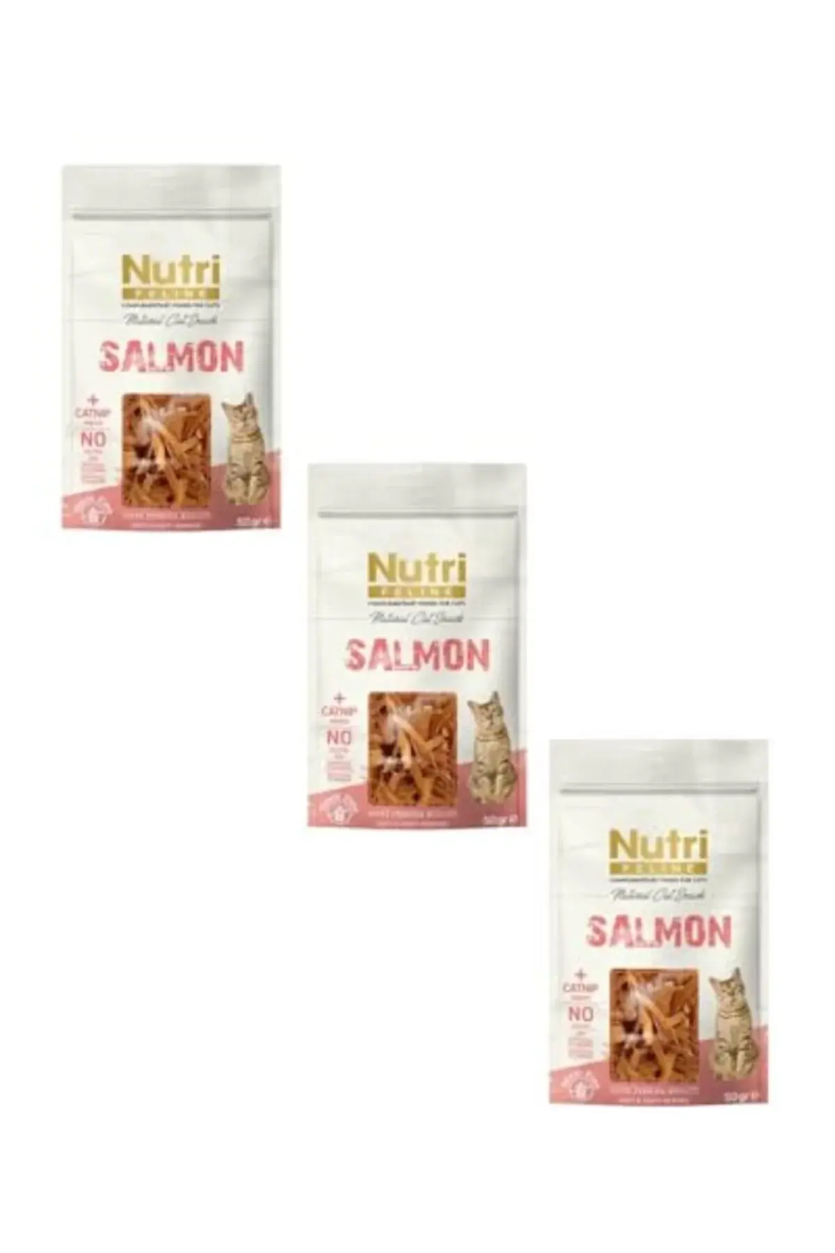 Nutri Feline Somonlu Kedi Ödül Maması 50 gr x 3 Adet (Kedi Naneli & Tahılsız)