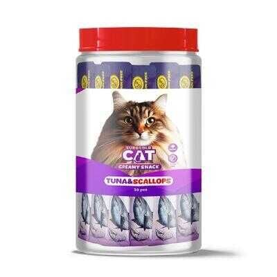 EuroGold Cat Sıvı Kedi Ödülü Ton Balığı ve Deniz Taraklı 30x15 Gr